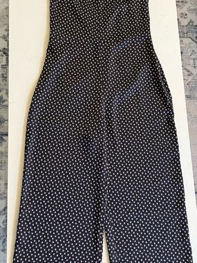 Abercrombie & Fitch Black Jumpsuit in satin with Tiny Red and White Floral Print